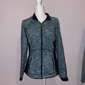 Blue and grey fitted jacket